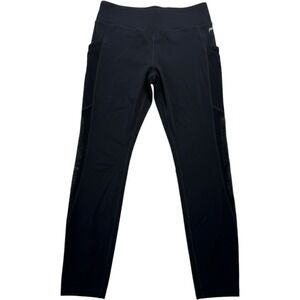 Fabletics Motion 365 Black Cropped Leggings Mesh Side Pockets Performance Large